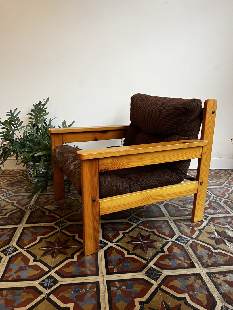 Vintage fauteuil - corduroy & pine
