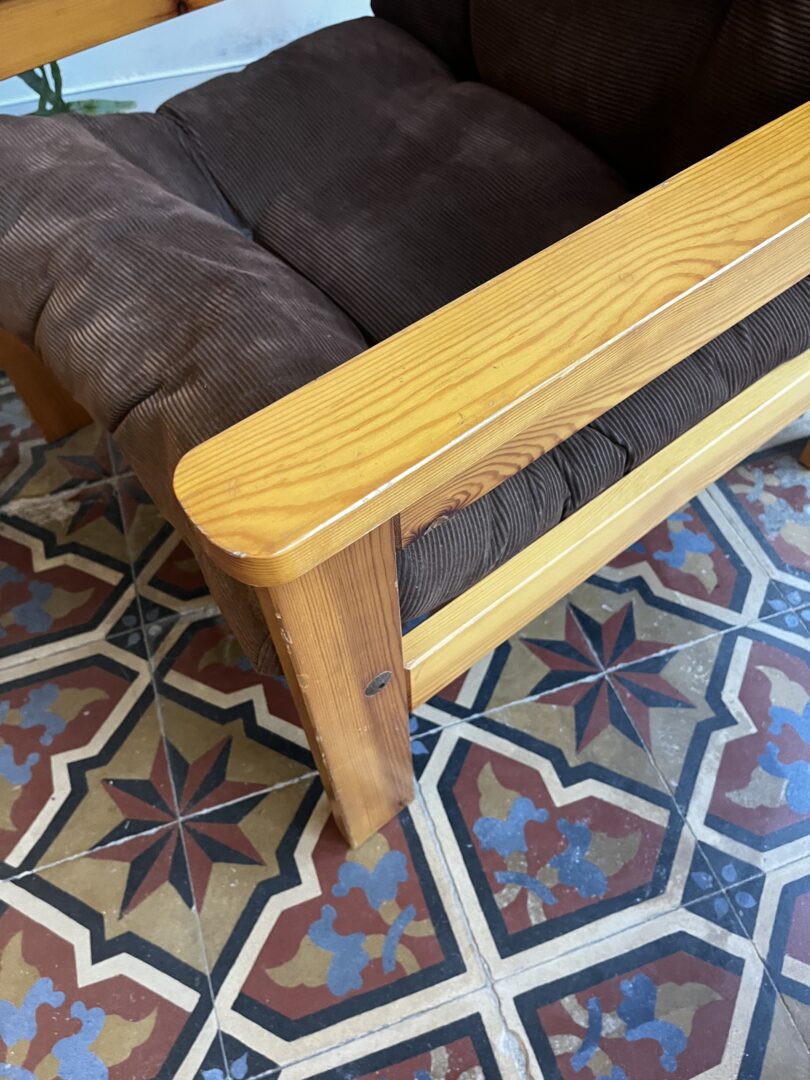Vintage fauteuil - corduroy & pine