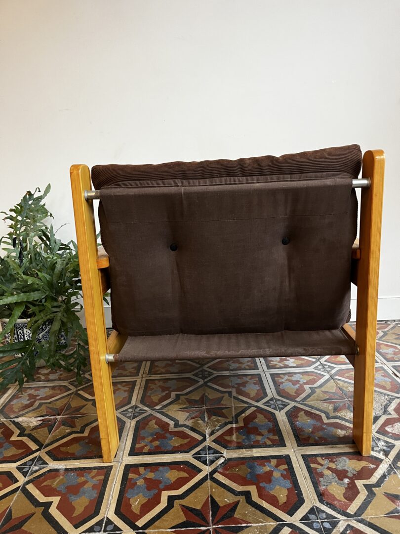 Vintage fauteuil - corduroy & pine