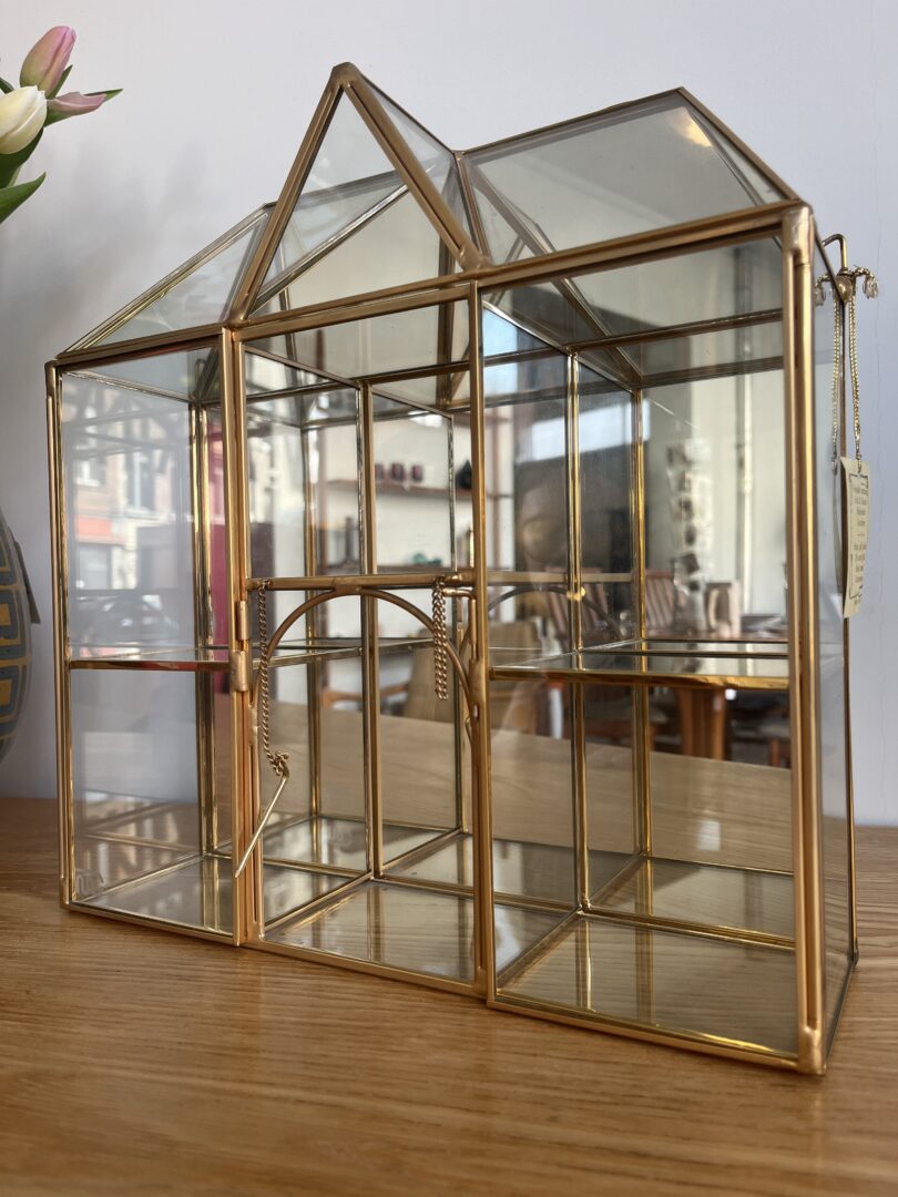 Italian curiosa cabinet 14k brass gold