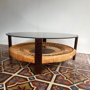 Smoked glass & Rattan Coffee Table