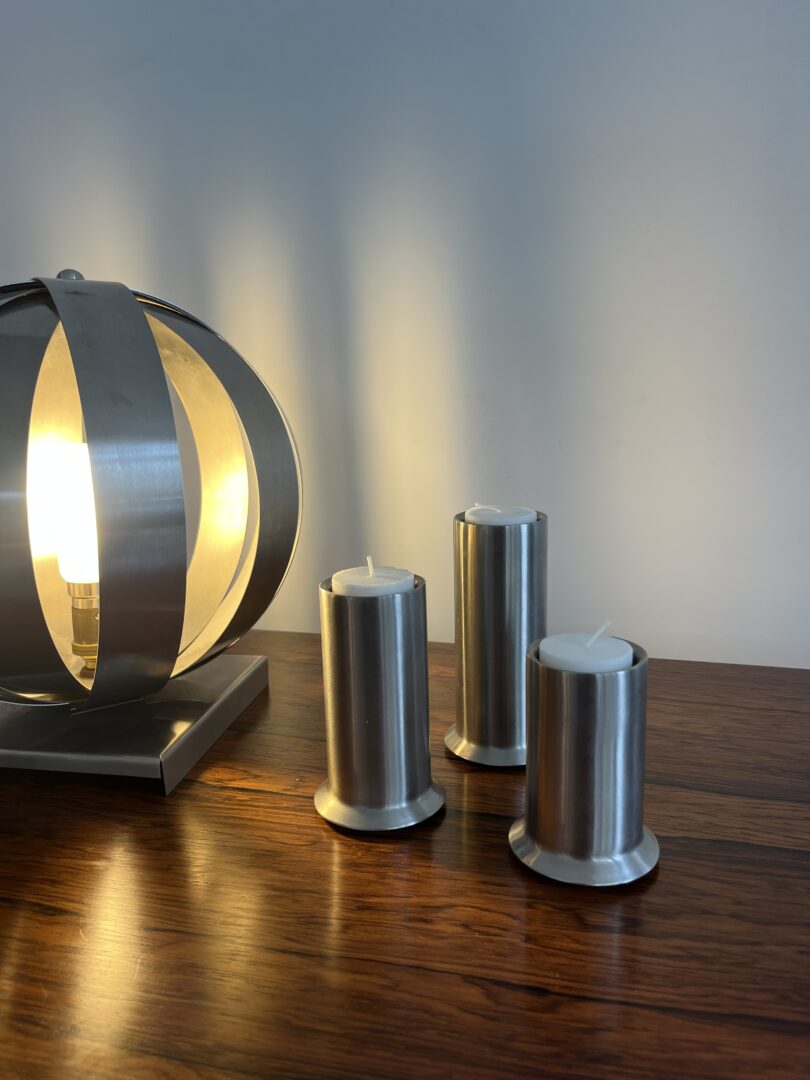Set of stainless steel candle holders - Leopold Vienna