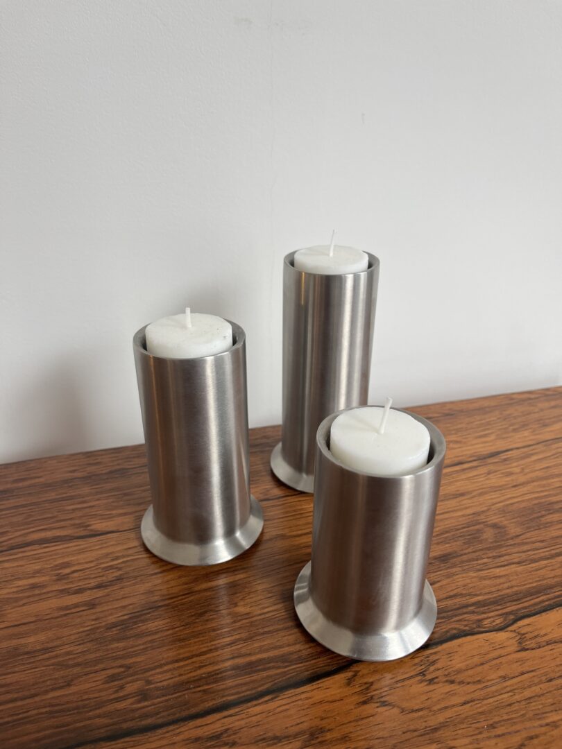 Set of stainless steel candle holders - Leopold Vienna